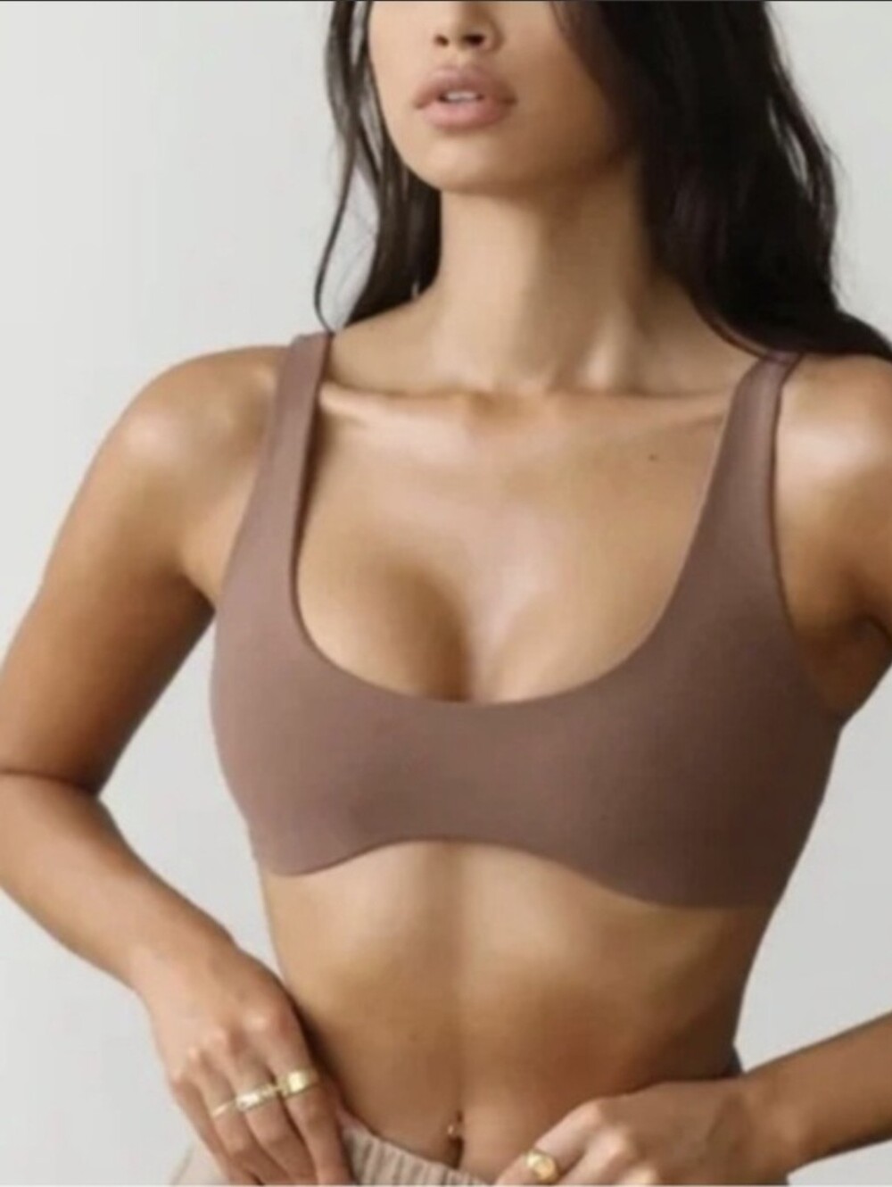 Joah Brown Contour Bra In Sueded Mocha, Sz XS/S